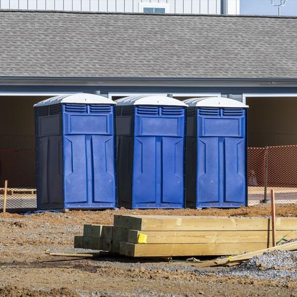 our portable toilets for construction sites include features such as non-slip flooring, secure locking systems, and ventilation to ensure safety and comfort for workers